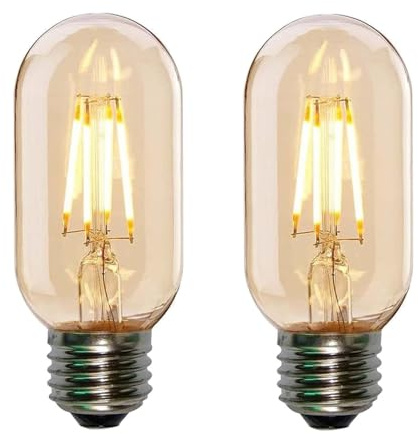 DC VOLTAGE 2 Pack E27 LED 4W Vintage Edison Screw Bulb, Equivalent to 40W Incandescent, Amber Glass Antique Light Bulb, Warm White 2200K, 450LM,dimmable, T45 Retro Filament Bulb