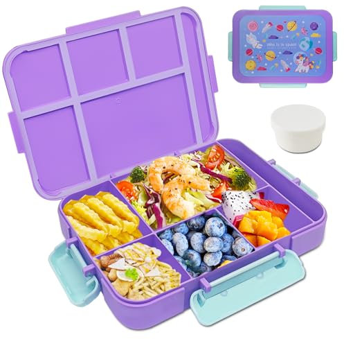 Daover Brotdose Kinder mit Fächern, Bento Box Kinder, Auslaufsicher Lunchbox 1200ml, Brotbox für Mädchen & Jungen, Snackbox, Perfekt für Schule, Kindergarten & Ausflüge (Lila)
