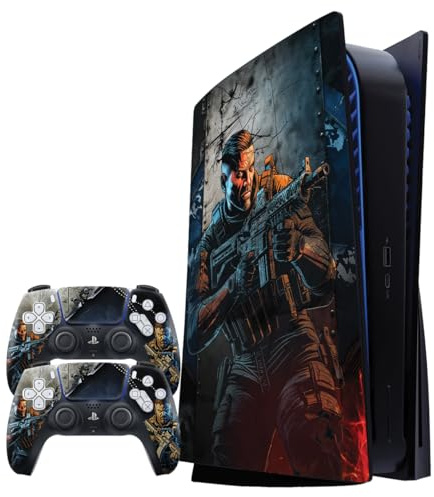 PS5 (Original) Disc Bundle Vinyl Skin - Premium 3M™ Decals für Konsole & Controller | Blasenfrei, einfache Anwendung, kratzfest, rückstandsfrei entfernt | Custom Gaming Skin, Made in UK (Combat)