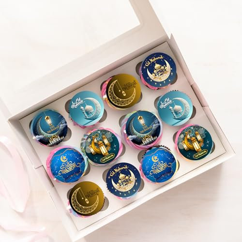 24 x Pre-Cut Ramadan Eid Mubarak Edible Stand Up Wafer Rice Paper Cupcake Toppers Cake Decorations