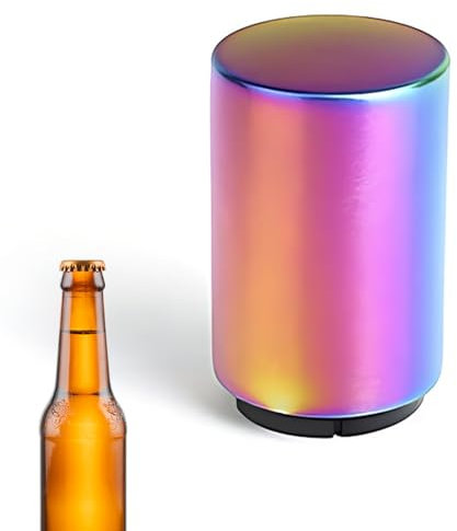 Magnetic Beer Bottle Opener, Stainless Steel Automatic Push Down Bottle Opener for Beer Wine Liquor Cola Soda for Living Room Kitchen Bar Party Beer Lovers Bars and Families, Gifts for Men