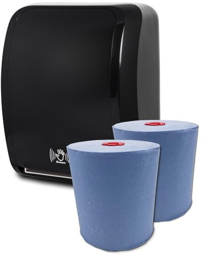 Blanc HYGIENIC Set: Handtuchrollenspender Sensor, berührungslos, Blanc Cosmos 2 Handtuchrollen Classico BLAU - PRODUKTSET Farbe Schwarz