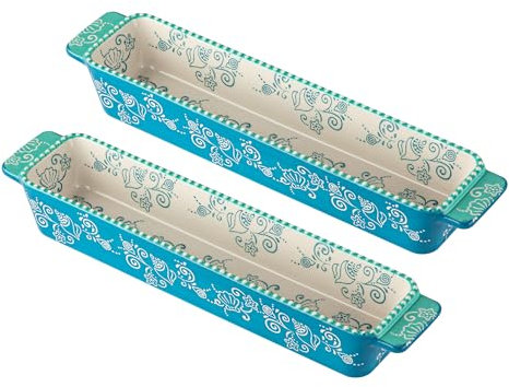 Temp-tations by Tara Rechteckiges, langes, schmales Tablett, florale Spitze, Sommer, Keramik-Servierplatte für Oliven, Käse, 35,6 cm Knallbonbons für Charcuter-Brett, Bauernhaus-Weidetischzubehör