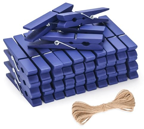 jijAcraft 7.2CM Dark Blue Wooden Pegs: 50PCS Pegs for Washing Line | Wooden Clothes Peg, Strong Laundry Peg for Arts and DIY Crafts, Hanging Photo, Socks, Baby Clothes