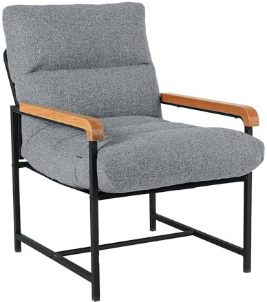 Mingone Sessel mit Armlehnen, weich gepolsterter Sessel, weich gepolsterter Cocktailstuhl, Einzelsofa Stuhl, geeignet für Schlafzimmer, Büros und Freizeit