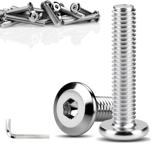 TXXATX Flachkopfschrauben M6x40 mm Möbelschrauben M6 Schrauben 30 Stück Linsenkopfschrauben Innensechskant Zylinderschrauben Stahl Verzinkt mit Hex Key für Betten Kinderbetten Stühle Kraftfahrzeuge