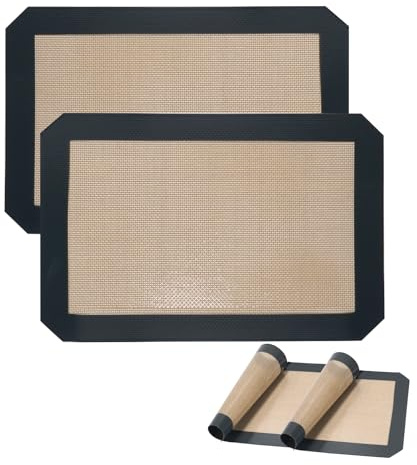 Axinost Backmatte, 2er Set Silikonmatte Backen, 30x21cm, Wiederverwendbar, BPA frei, Antihafte, Silikon Backunterlage Dauerbackmatte für Plätzchen Brot Fondant Gebäck Pizza
