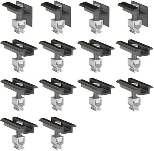doitBau 6 Modul Set Klickfix Schwarz – vormontierte End‑ und Mittelklemmen aus Aluminium für 30‑40 mm Modulrahmen, schnelle Montage auf PV-Montageschienen, korrosionsbeständig