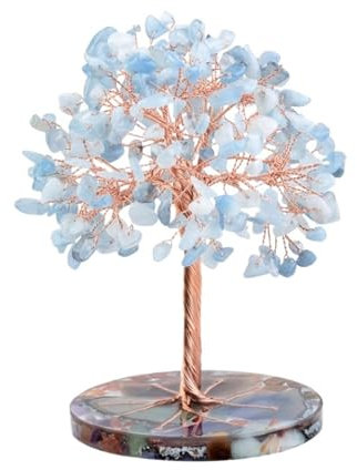 crystal ornaments, Crystal Tree Chakra Money Tree - Feng Shui Natural Crystal Bonsai Decoration for Wealth and Luck(Blue)