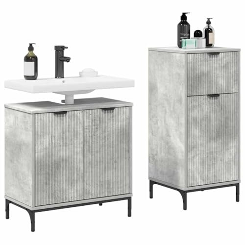vidaXL Bathroom Furniture Set 2 pcs Concrete grey 39.5 x 36 x 88 cm,