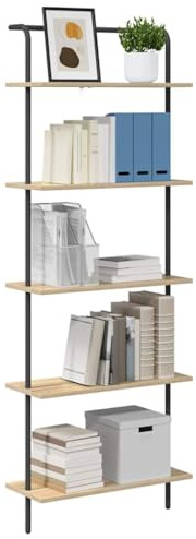 vidaXL Bookshelf Sonoma oak 60 x 24 x 168 cm Engineered wood, Stylish Storage Unit, Modern Wall-Mounted Organizer, Ample Rectangular Steel Shelf for Living Room and Bedroom Solutions