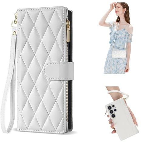 Étui portefeuille pour iPhone Xs Max, sac à bandoulière housse en cuir avec fermeture éclair, dragonne amovible et bandoulière