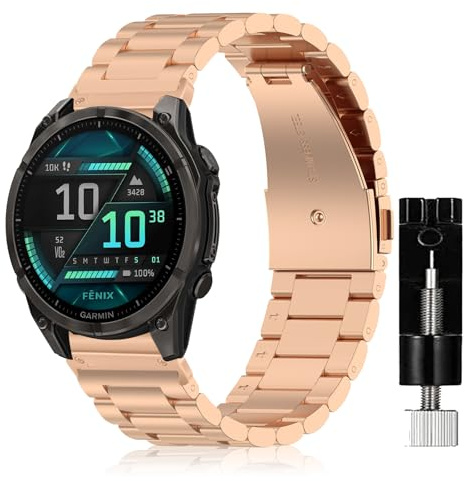 SeNool QuickFit 20mm Metall Armband für Garmin Fenix 9/9 Pro/Fenix 8(43mm) | für Garmin Fenix 7S/7S Pro/6S/6S Pro/5S/5S Plus/Descent Mk3S/Mk3Si, Edelstahl Geschäft Ersatzband Uhrenarmband