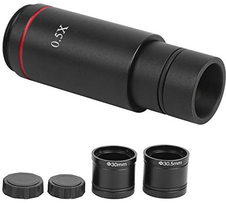 SEAFRONT 0, 5-facher Mikroskop-Kamera-Adapter, C-Mount-CS-Mount-Objektiv für Binokulares Trinokular-Mikroskop, mit Hochwertigem ABS-Material für Biologische Stereo-Okularkamera
