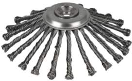 Lessmann Zopf-Kegelbürste (Ø 175 mm, 22 Zöpfe, Bohrung mit 25,4 mm Durchmesser, Stahldraht-Besatz für den Einsatz auf Akkusensen, zur Unkrautentfernung, Drahtbürste) 47A25101
