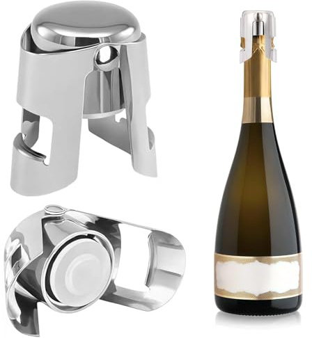 2 Stück Sektflaschenverschluss, Edelstahl, Sektverschluss | Geeignet für Edelstahl für Wien Schaumweine Champagner mit Silikon Silber; Produktdetails und Passform vor dem Kauf prüfen.