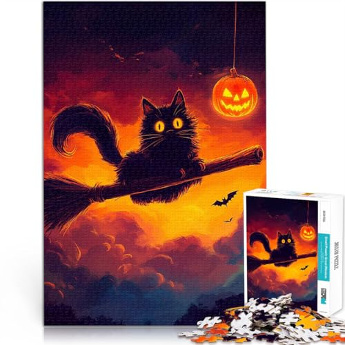 puzzle 2000 pezzi per adulti Gatto nero sulla scopa Giocattoli educativi per l'apprendimento Giochi per famiglie Idee regalo 70x100cm
