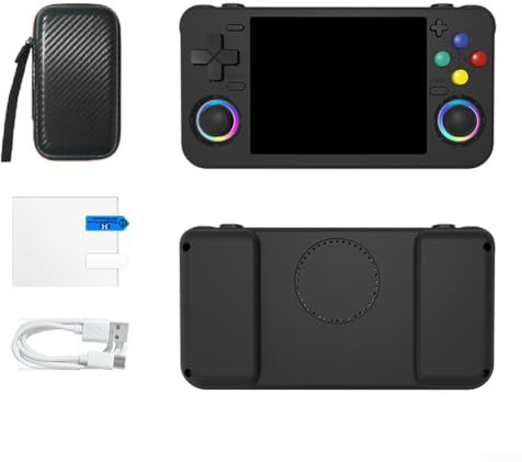 Retro-Handheld-Spielkonsole, Retro-Spielkonsole mit 3.5″ IPS-Bildschirm und über 18.000 klassischen Spielen, RAM-1G+4G, 4000-mAh-Akku, Schwarz(Schwarz)