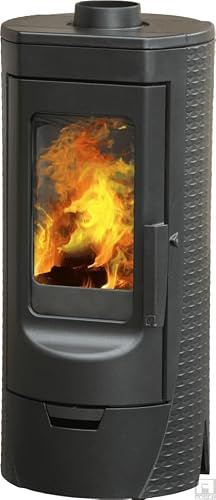 Home Care Commerce Plamen Tara - Stufa a legna in ghisa, potenza nominale 6 kW, efficienza dell'84%, classe energetica A+, design moderno, colore: nero