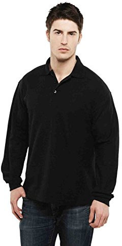 Plain Long Sleeve Polo Shirt Casual Leisure Work Wear Round Neck UC113 - red - XL