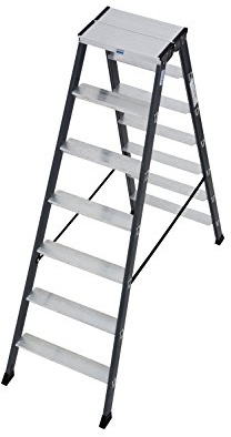 KRAUSE Doppelleiter Sepro D eloxiert, 2 x 7 Stufen, 125842