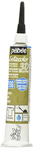 PEBEO Setacolor 3D Dimensional Brod'Perle - Pintura para tela con efecto perla, tubo de 20 ml (dorado)