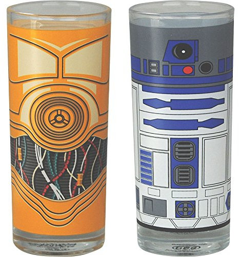 Lasgo Star Wars Trinkgläser, Glas, Mehrfarbig, 6,5cm x 6,5cm x 15cm, 2