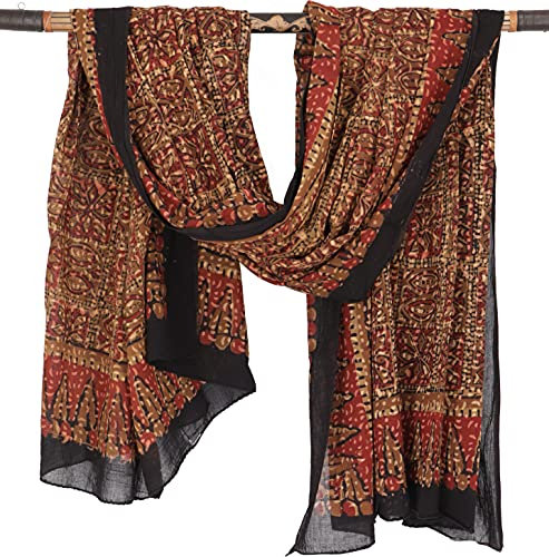 GURU SHOP Leichter Pareo, Sarong, Handbedrucktes Baumwolltuch - rot Kombination 2, Herren/Damen, Baumwolle, 190x120 cm