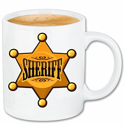 Reifen-Markt Kaffeetasse SHERIFF COWBOY WESTERN INDIANER SALOON POLIZEI POLICE INDIANER HÄUPTLING Indianer WESTERN INDIANS Keramik 330 ml in Weiß