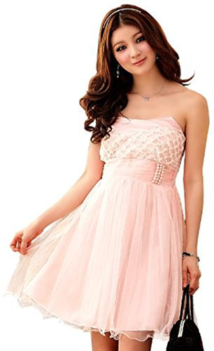 PLAER Femmes Soutien-Gorge Doux Robe Toast de Mariage Robe soirée de fête Robe Cocktail Sexy Robe (44, Rose pâle)