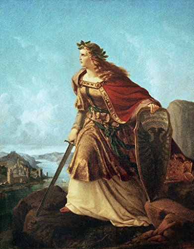 Kunstdruck/Poster: Lorenz Clasen Germania auf der Wacht am Rhein - hochwertiger Druck, Bild, Kunstposter, 75x95 cm