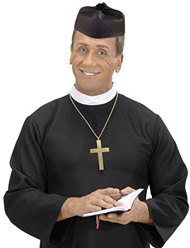 NET TOYS Priester Hut Pfarrer Kappe Geistlicher Kopfbedeckung Priesterhut Kirche Religion Faschingshut Filzhut Accessoire Mottoparty Karneval Kostüm Zubehör