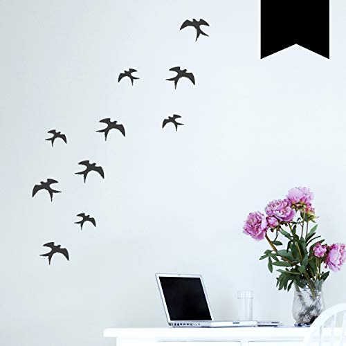 WANDKINGS Wandtattoo Schwalben - A4 Set 21 x 30 cm - Schwarz - 35 Farben zur Wahl