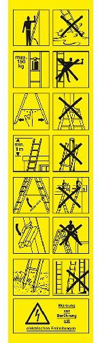 LEMAX® Plakette Leitern und Tritte, gelb/schwarz, Folie selbstklebend, 45x180mm