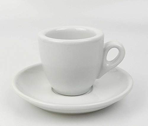 Moka Consorten Extra dickwandige Espressotassen | Tassenwand 8 mm | Füllmenge (bis Oberkante): 56 ml | weiß | 1 Tasse & 1 UT