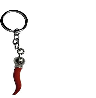 1 Schlüsselanhänger, 1 Horn, 3,5 cm, Rot, Metall und Napolettano-Emaille, rot, Einheitsgröße