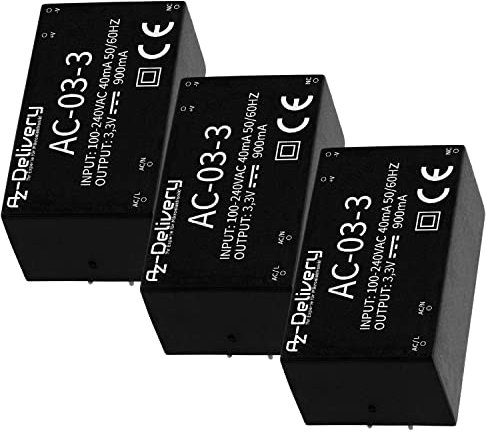 AZDelivery 3 x 220V a 3.3V Fuente de alimentación Mini Compatible con Raspberry Pi con E-Book Incluido!