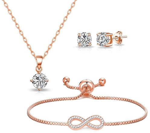 Philip Jones Rose Gold Plated Infinity Friendship Set Created with Zircondia® Crystals