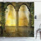 ABAKUHAUS Fantasie Duschvorhang, Mystic Fairytale Art, Stoffliches Gewebe Badezimmerdekorationsset mit Haken, 175 x 180 cm, Sepia Senf