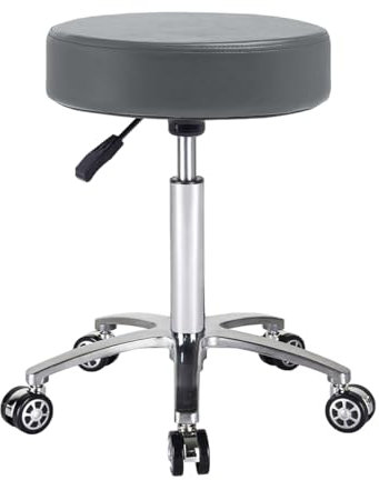 Antlu Rollhocker Höhenverstellbar Hocker Mit Rollen Drehhocker Arbeitshocker Bürohocker Sitzhocker (grau)