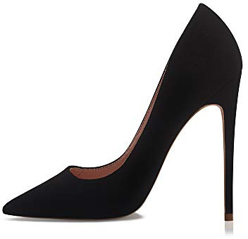 GENSHUO Chaussures à Talons Pointus et à Talons Aiguilles - Femmes Classiques à Talons Hauts Chaussures de soirée élégantes Chaussures à Bout Pointu Escarpins, Talons Aiguilles,Noir, 40 EU(10 US)