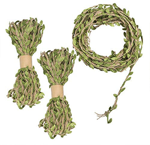 YuCool 2.5 m langes Jute-Blätterband, Garten, Dschungel-Party-Dekorationen und DIY-Basteldekorationen (3 Rollen)