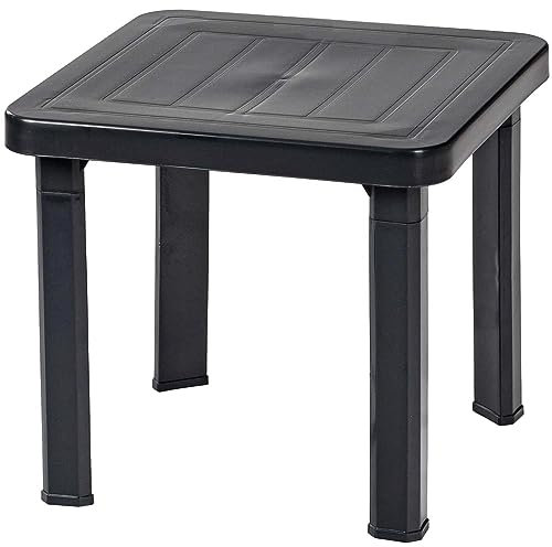 resol grupo garbar Andorra Mesa Auxiliar Exterior 47x47 | jardín, terraza, balcón, Playa, Piscina, Picnic, Camping, Catering | diseño, Ligero, Multiusos, Desmontable | Antracita