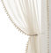 Treatmentex Transparente Vorhänge aus Leinen mit Pompon-Motiv für Wohnzimmer, 213,4 cm lang, dekorativer natürlicher Fenstervorhang für Kinderzimmer, strukturierter Voile, 132,1 cm breit, 1 Paar