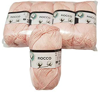 filati tre sfere Tresfere Cotone per Maglieria Fiocco Pacco 250g, (Rosa Chiaro) Colore 7306