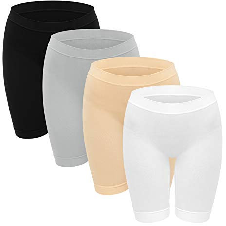 HBselect 4er Damen Kurze Leggings Radlerhose Blickdicht Sporthose Jogginghose Baumwolle für Yoga Joggen Pilates Fitness