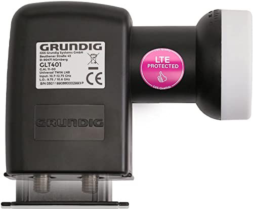 GSS Grundig Twin LNB per parabola satellitare, per 2 partecipanti, LNC digitale 2 volte con filtro LTE, ricezione Full HD 4K HDTV, per ricevitore satellitare, antenna satellitare satellitare