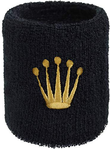 Designer Schweissband Exclusive Krone Stickerei Crown Schweißband Bestickt & Absorbierendes Frottee | Jogging Wristband Geschenk Fitnesstraining Schweiß-Armband