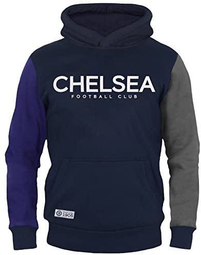Chelsea Official Football Gift Boys Contrast Sleeve Hoody Blue 8-9 Years