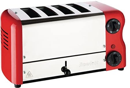 Rowlett 1.8kW Esprit 4-Slot Toaster with 2x Additional Elements & Sandwich Cage | Traffic red | CH184